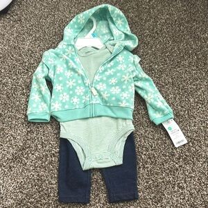 Carters 3 piece hoody, jeggings and onesie